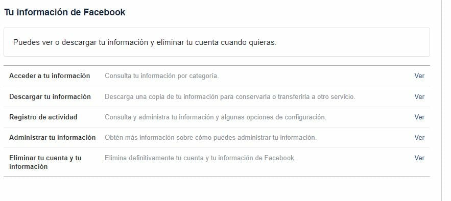 Información de Facebook